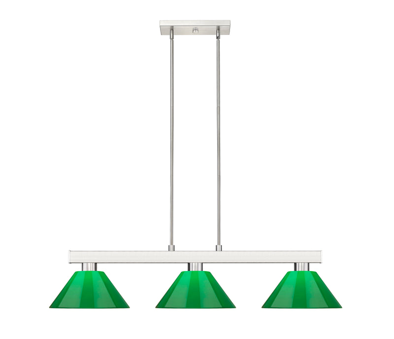Cobalt 3 Light Billiard, Plastic Shades in Brushed Nickel