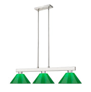 Cobalt 3 Light Billiard, Plastic Shades in Brushed Nickel