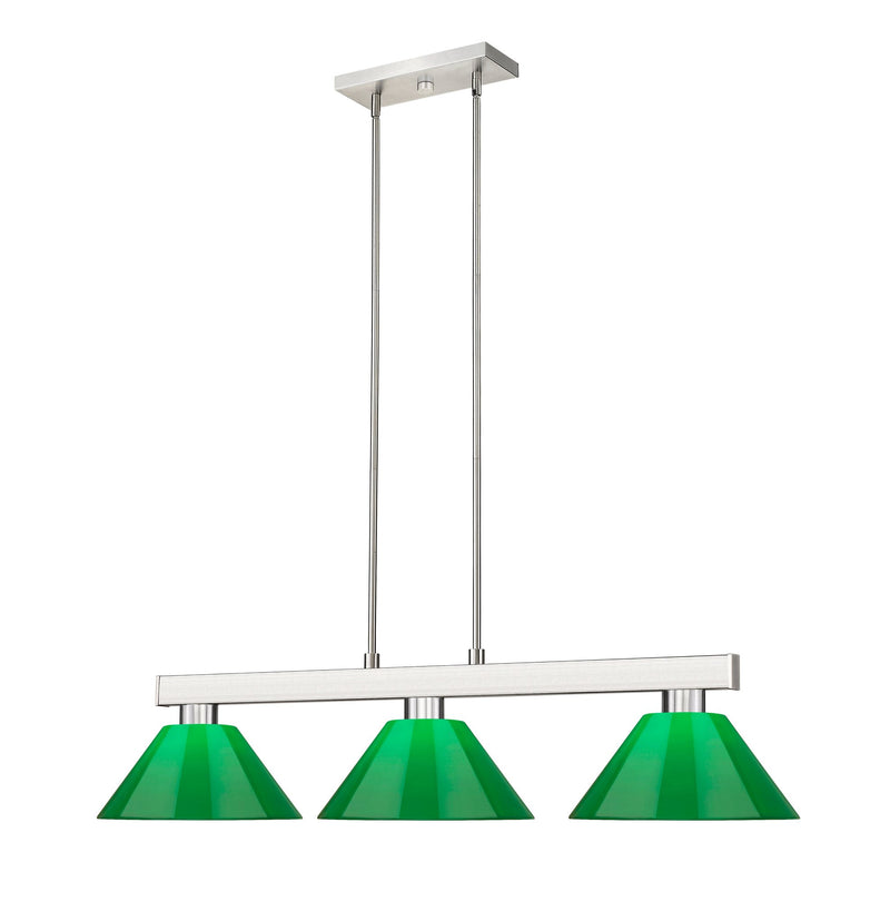 Cobalt 3 Light Billiard, Plastic Shades in Brushed Nickel