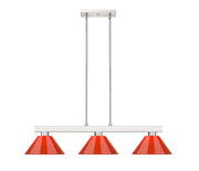 Cobalt 3 Light Billiard, Plastic Shades in Brushed Nickel