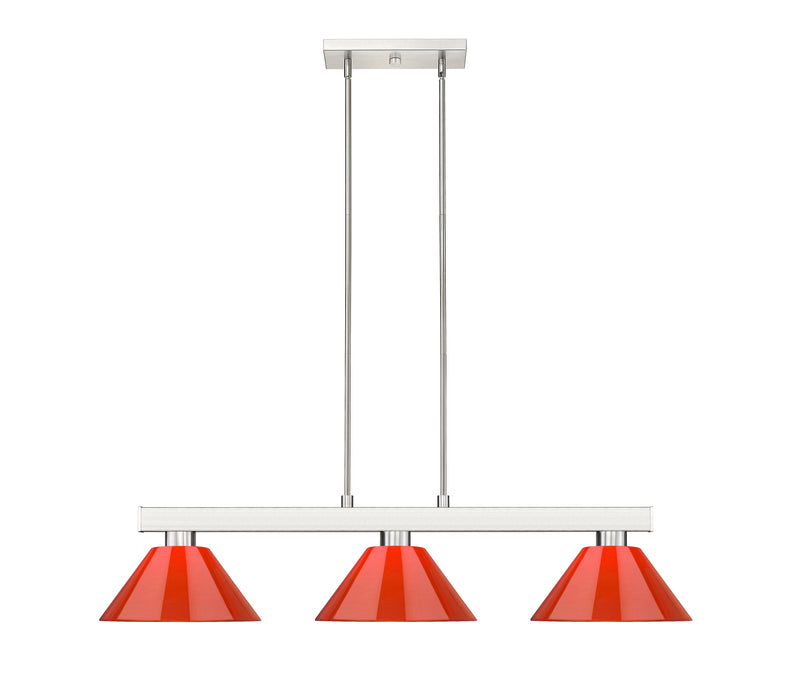 Cobalt 3 Light Billiard, Plastic Shades in Brushed Nickel