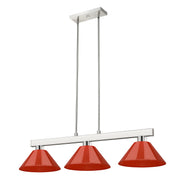 Cobalt 3 Light Billiard, Plastic Shades in Brushed Nickel