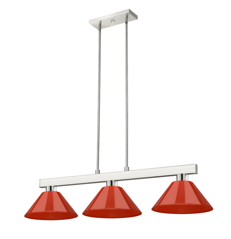 Cobalt 3 Light Billiard, Plastic Shades in Brushed Nickel