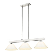Cobalt 3 Light Billiard, Plastic Shades in Brushed Nickel