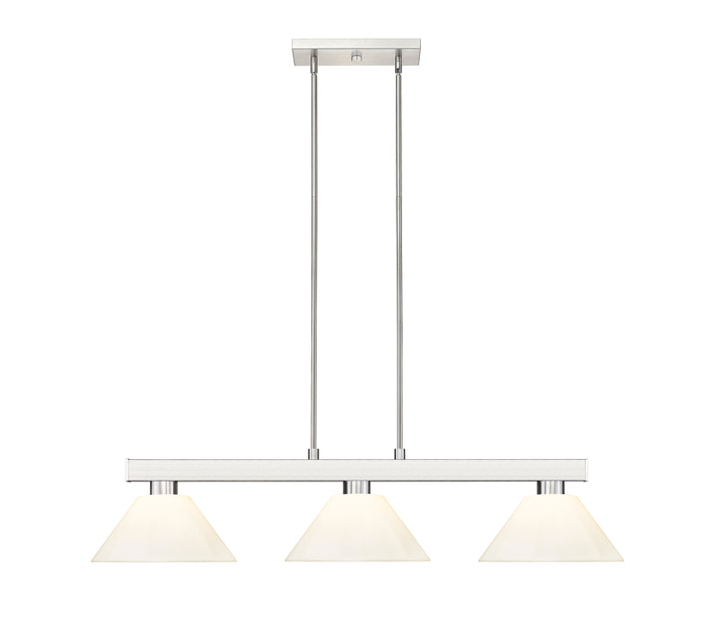 Cobalt 3 Light Billiard, Plastic Shades in Brushed Nickel