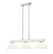 Cobalt 3 Light Billiard, Plastic Shades in Brushed Nickel