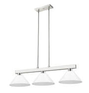 Cobalt 3 Light Billiard, Plastic Shades in Brushed Nickel