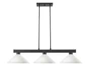 Cobalt 3 Light Billiard, Glass Shades (A14) in Matte Black