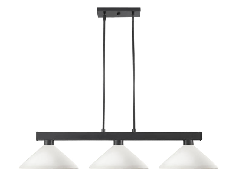 Cobalt 3 Light Billiard, Glass Shades (A14) in Matte Black