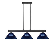 Cobalt 3 Light Billiard, Acrylic & Plastic Shades in Matte Black