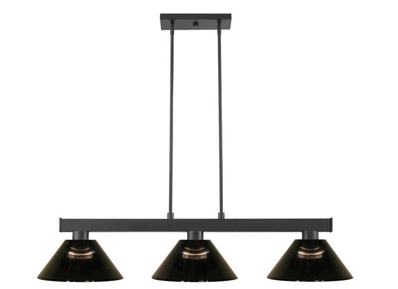 Cobalt 3 Light Billiard, Acrylic & Plastic Shades in Matte Black