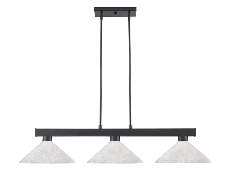 Cobalt 3 Light Billiard, Glass Shades (A14) in Matte Black