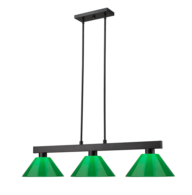 Cobalt 3 Light Billiard, Plastic Shades in Matte Black