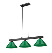 Cobalt 3 Light Billiard, Plastic Shades in Matte Black
