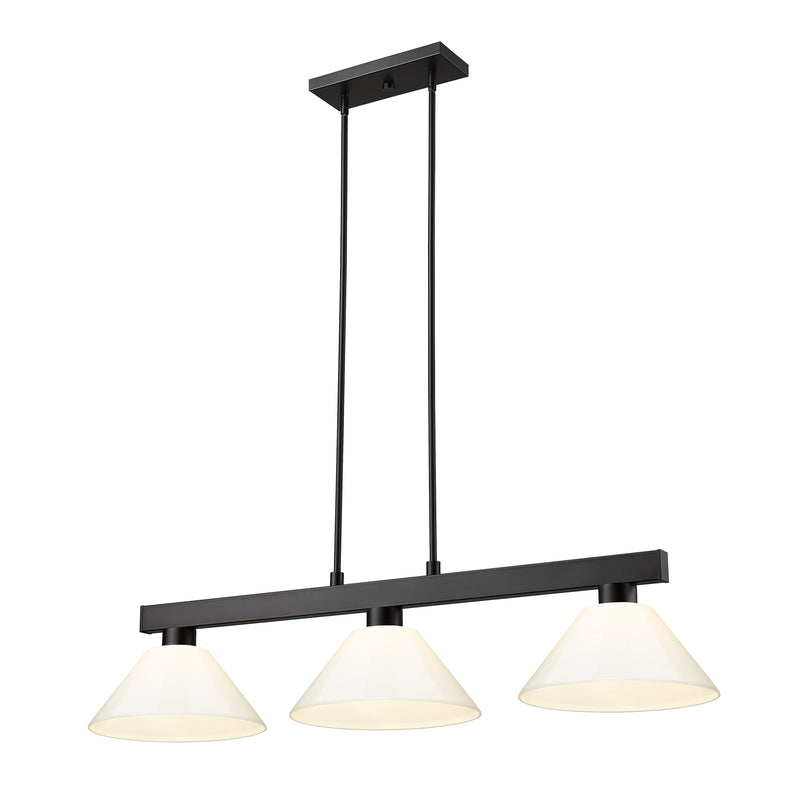 Cobalt 3 Light Billiard, Plastic Shades in Matte Black