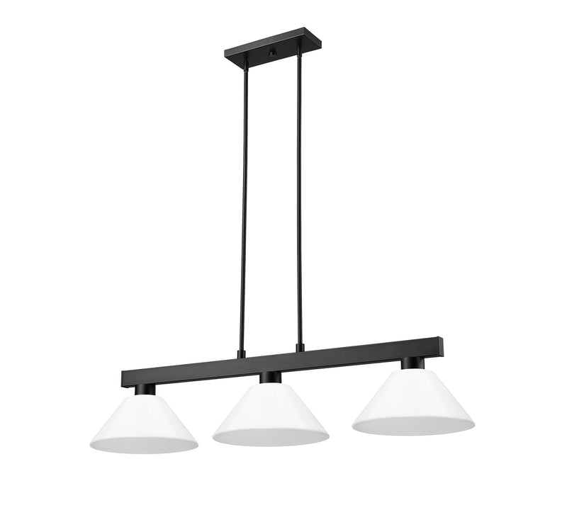 Cobalt 3 Light Billiard, Plastic Shades in Matte Black