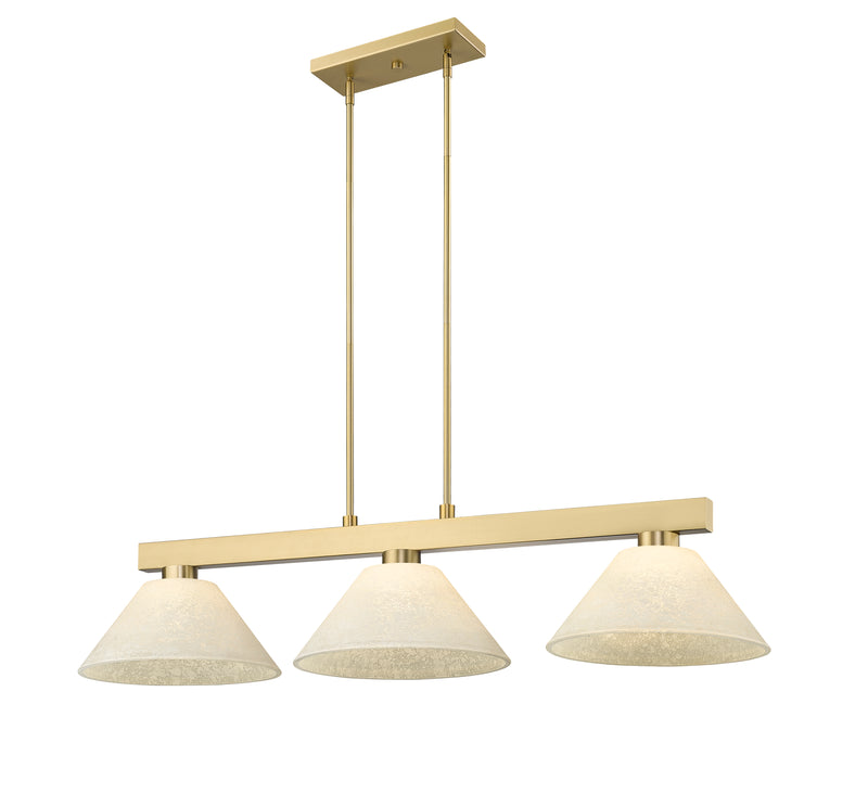 Cobalt 3 Light Billiard, Glass Shades (A14) in Modern Gold