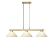 Cobalt 3 Light Billiard, Glass Shades (A14) in Modern Gold