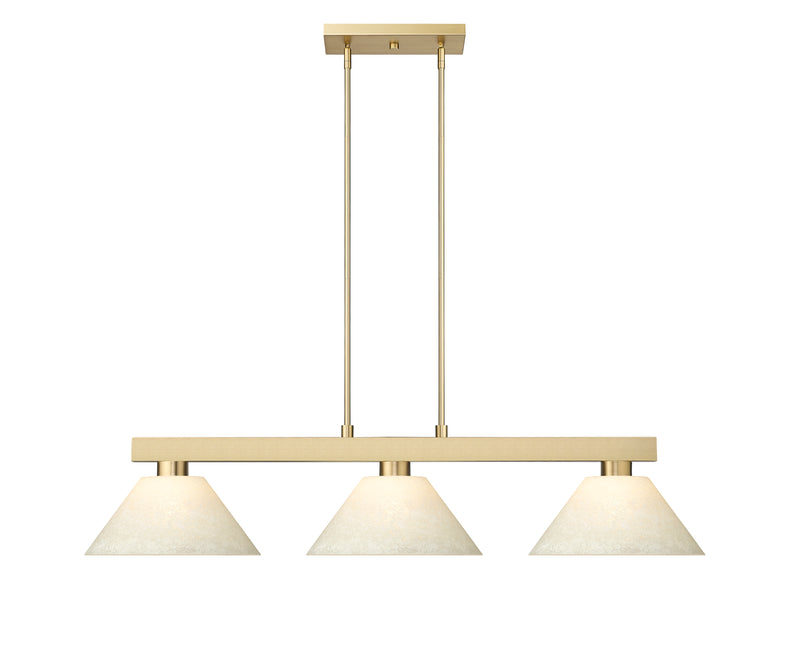 Cobalt 3 Light Billiard, Glass Shades (A14) in Modern Gold