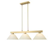 Cobalt 3 Light Billiard, Glass Shades (A14) in Modern Gold
