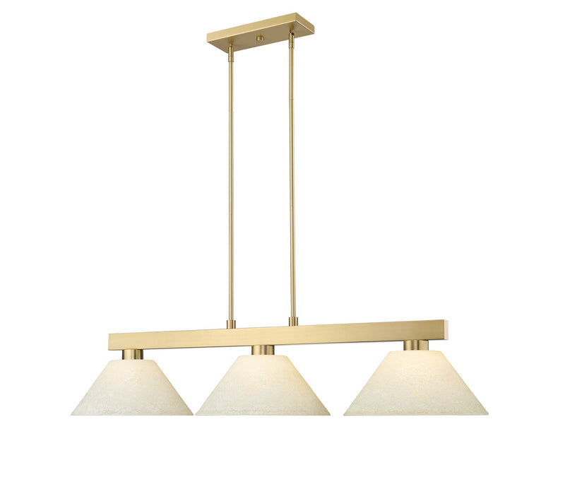 Cobalt 3 Light Billiard, Glass Shades (A14) in Modern Gold
