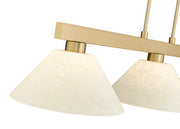 Cobalt 3 Light Billiard, Glass Shades (A14) in Modern Gold