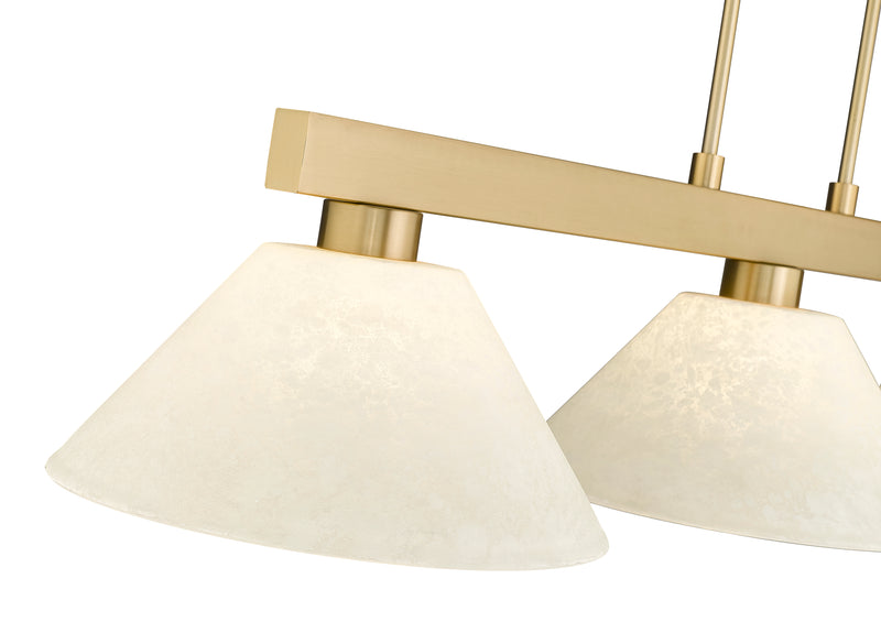 Cobalt 3 Light Billiard, Glass Shades (A14) in Modern Gold