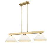 Cobalt 3 Light Billiard, Glass Shades (A14) in Modern Gold