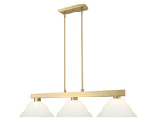 Cobalt 3 Light Billiard, Glass Shades (A14) in Modern Gold