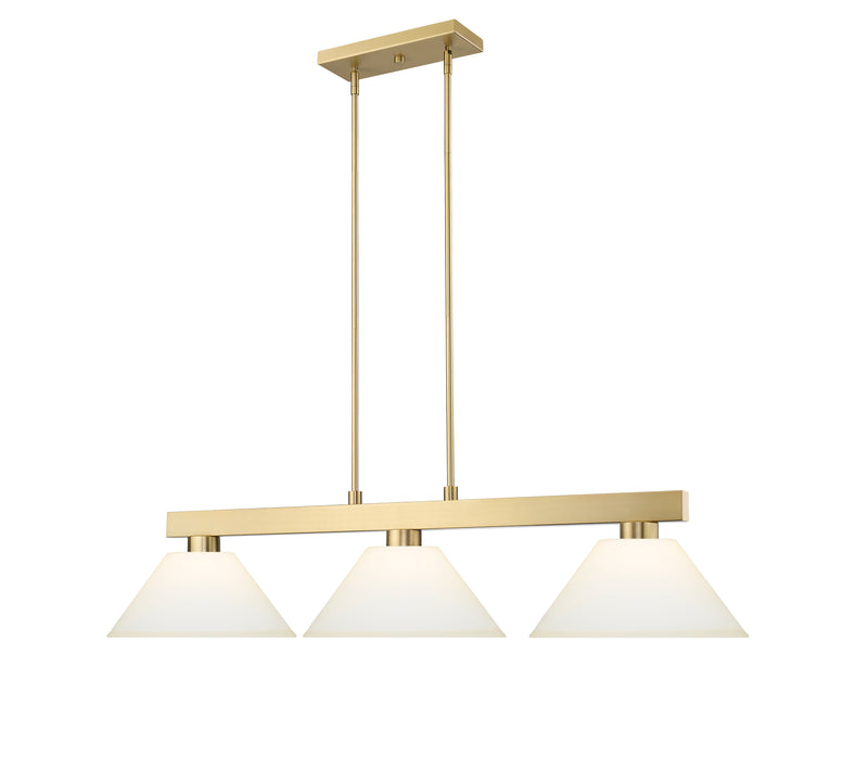 Cobalt 3 Light Billiard, Glass Shades (A14) in Modern Gold