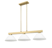 Cobalt 3 Light Billiard, Glass Shades (A14) in Modern Gold