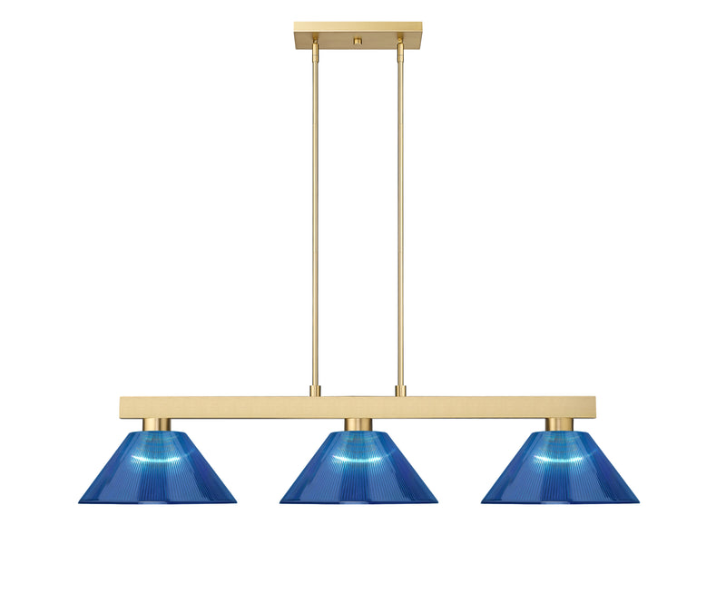 Cobalt 3 Light Billiard, Acrylic & Plastic Shades in Modern Gold