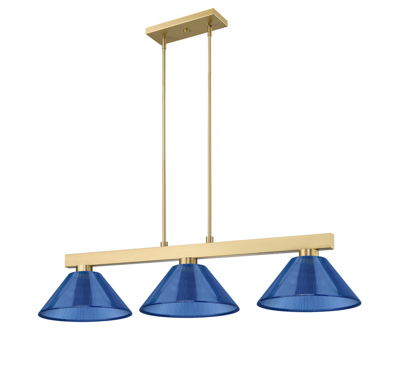 Cobalt 3 Light Billiard, Acrylic & Plastic Shades in Modern Gold