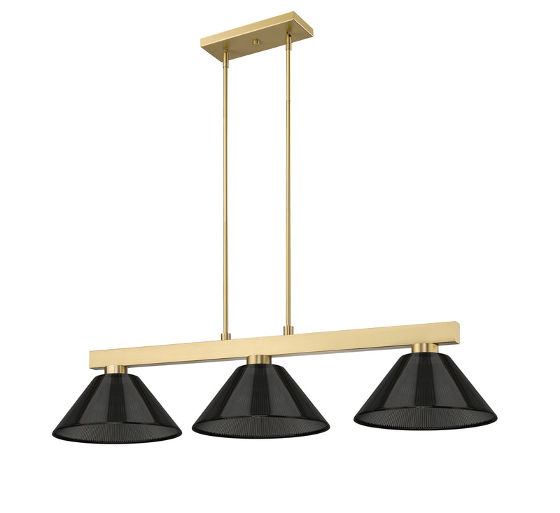 Cobalt 3 Light Billiard, Acrylic & Plastic Shades in Modern Gold