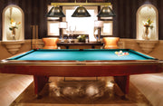 Cobalt 3 Light Billiard, Acrylic & Plastic Shades in Modern Gold in a room setting