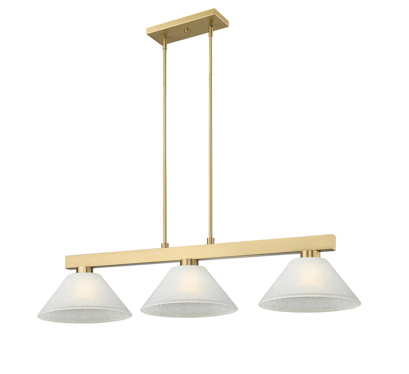 Cobalt 3 Light Billiard, Glass Shades (A14) in Modern Gold