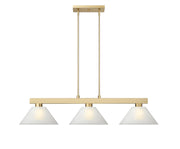 Cobalt 3 Light Billiard, Glass Shades (A14) in Modern Gold