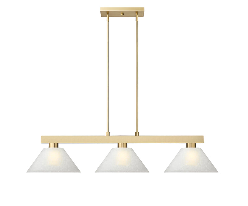 Cobalt 3 Light Billiard, Glass Shades (A14) in Modern Gold