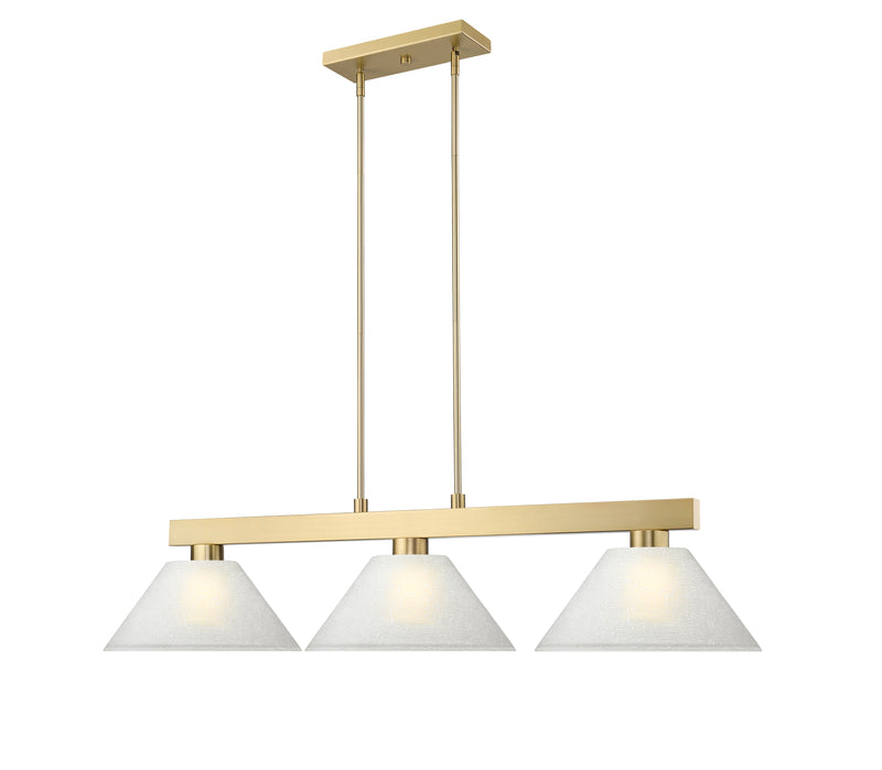 Cobalt 3 Light Billiard, Glass Shades (A14) in Modern Gold