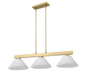 Cobalt 3 Light Billiard, Glass Shades (A14) in Modern Gold