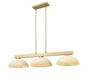 Cobalt 3 Light Billiard, Glass Shades (D14) in Modern Gold