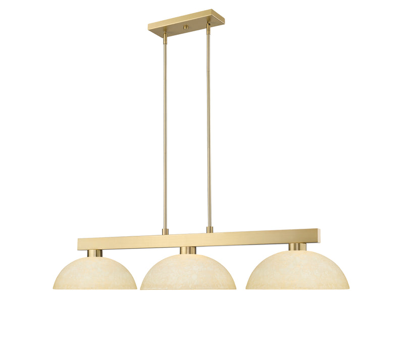 Cobalt 3 Light Billiard, Glass Shades (D14) in Modern Gold