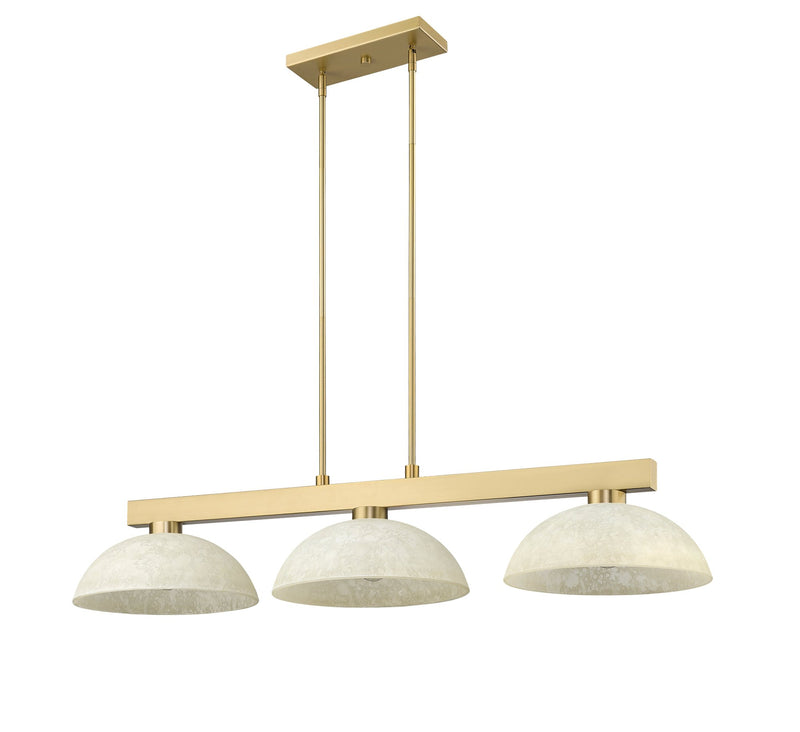 Cobalt 3 Light Billiard, Glass Shades (D14) in Modern Gold