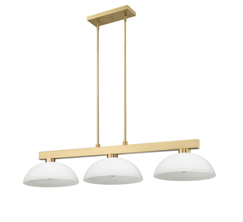 Cobalt 3 Light Billiard, Glass Shades (D14) in Modern Gold