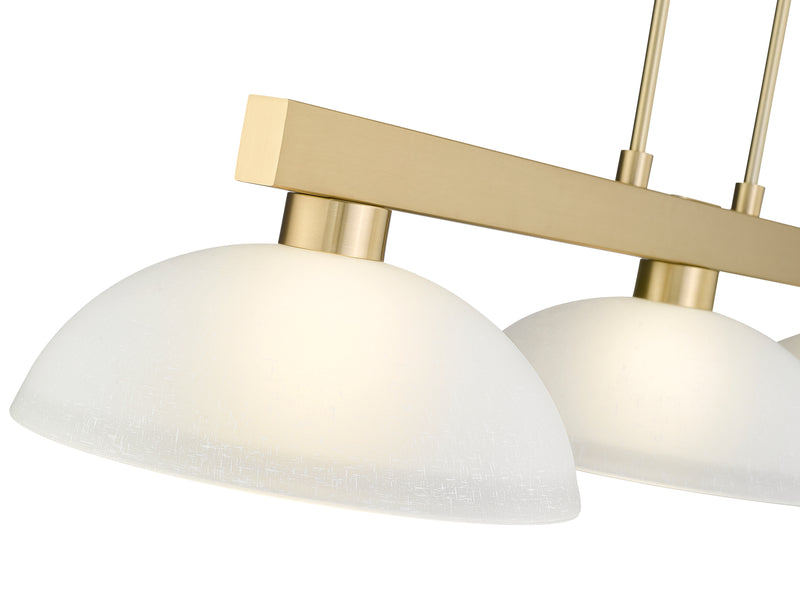 Cobalt 3 Light Billiard, Glass Shades (D14) in Modern Gold