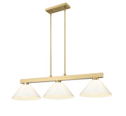 Cobalt 3 Light Billiard, Plastic Shades in Modern Gold