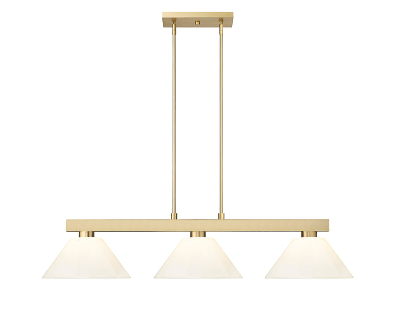 Cobalt 3 Light Billiard, Plastic Shades in Modern Gold