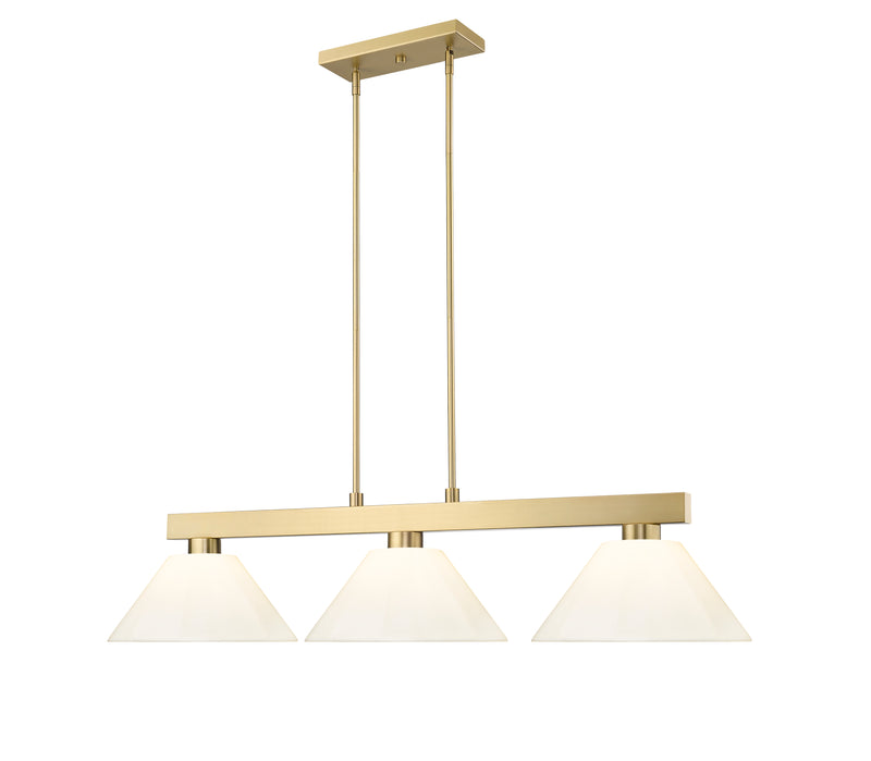 Cobalt 3 Light Billiard, Plastic Shades in Modern Gold