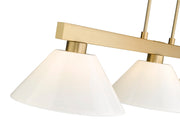 Cobalt 3 Light Billiard, Plastic Shades in Modern Gold