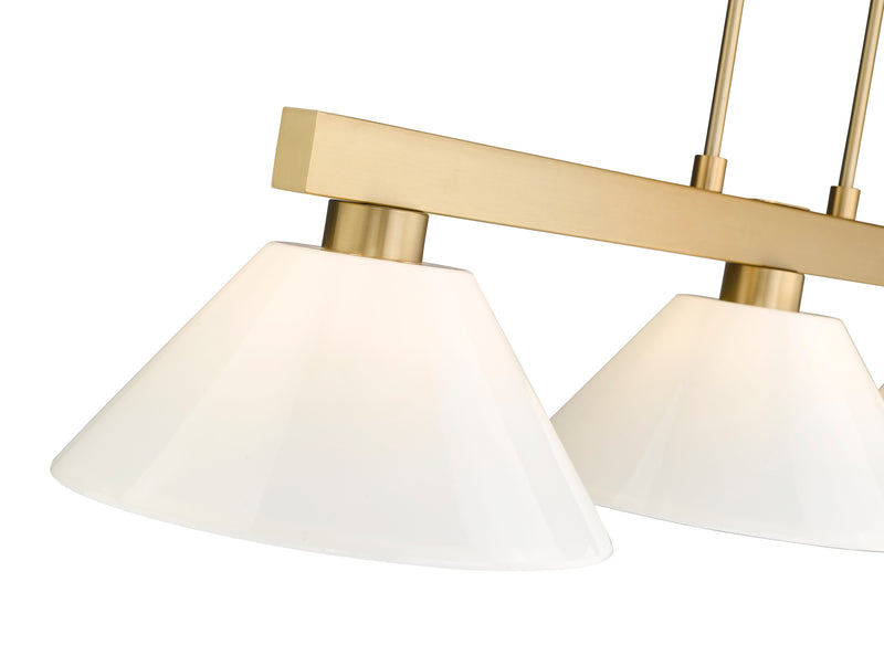 Cobalt 3 Light Billiard, Plastic Shades in Modern Gold
